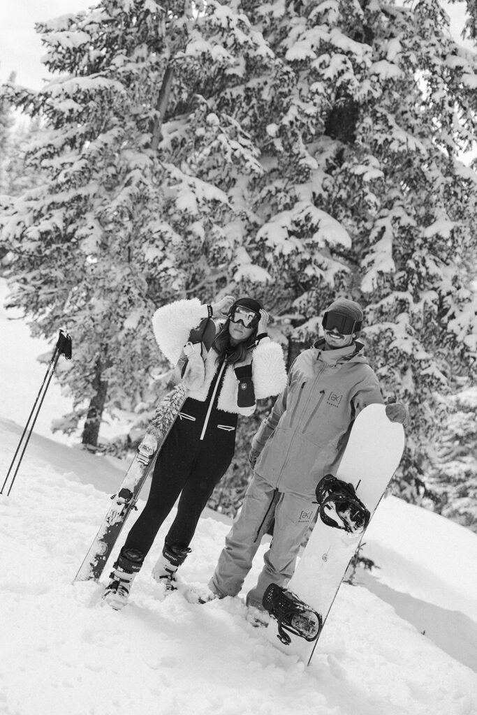 Snowy engagement photos in Colorado