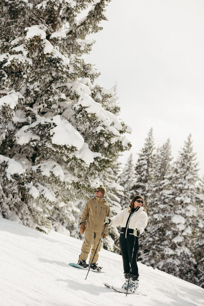 Editorial engagement photos in the snow 