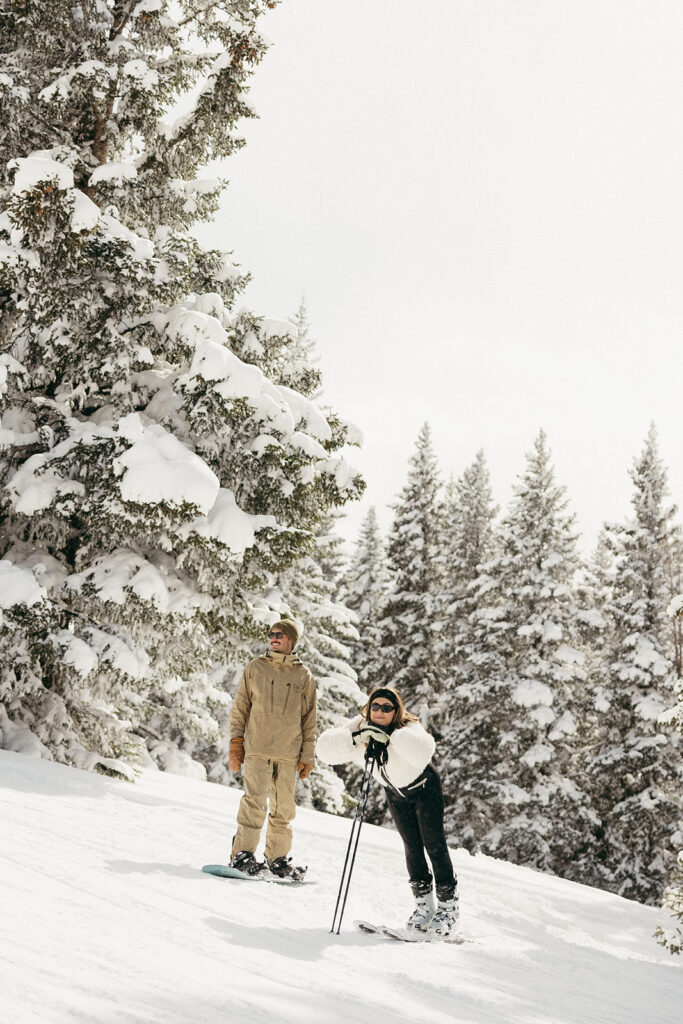 Editorial engagement photos in the snow 
