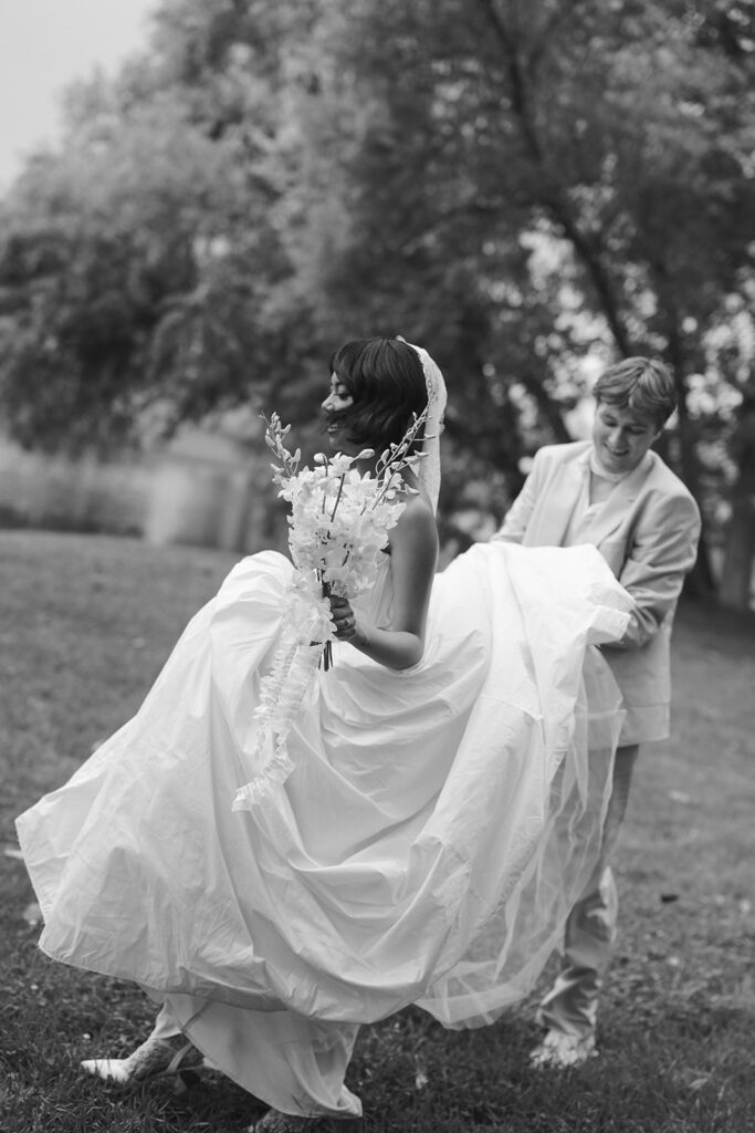 Bride and groom portraits at Burning Sky Farm in Colorado
