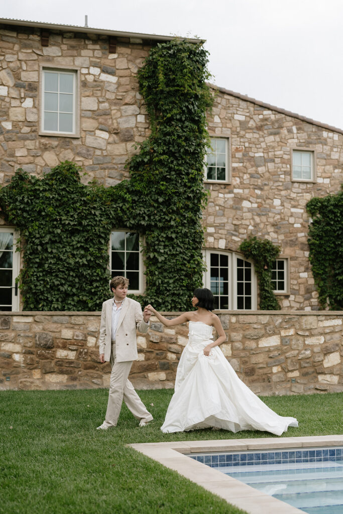 Bride and groom portraits at Burning Sky Farm in Colorado