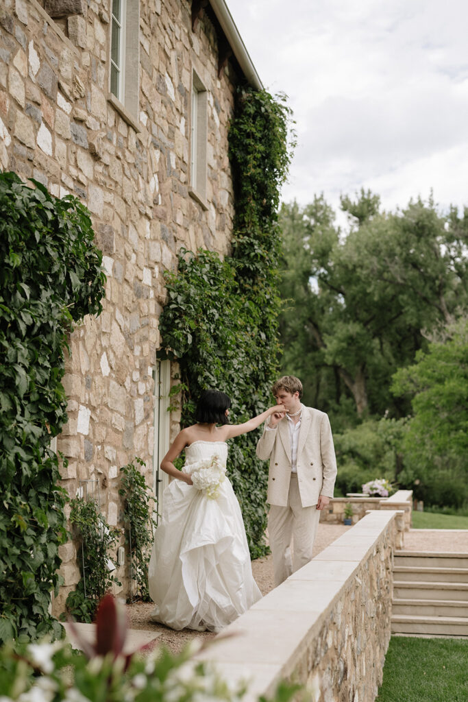 Bride and groom portraits at Burning Sky Farm in Colorado