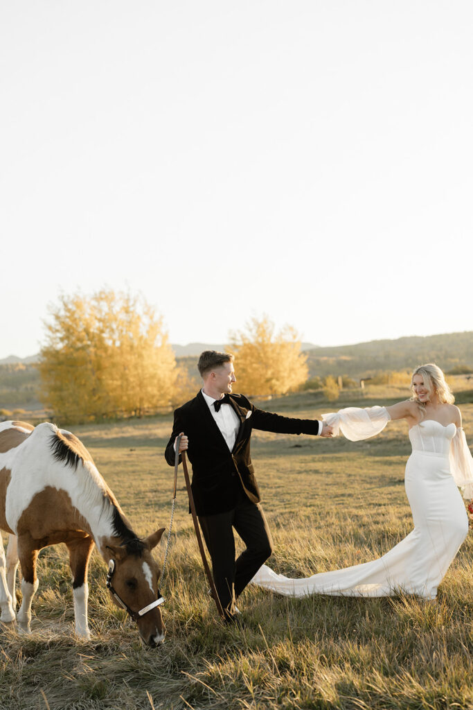 Diamond Cross Ranch wedding photos with horses