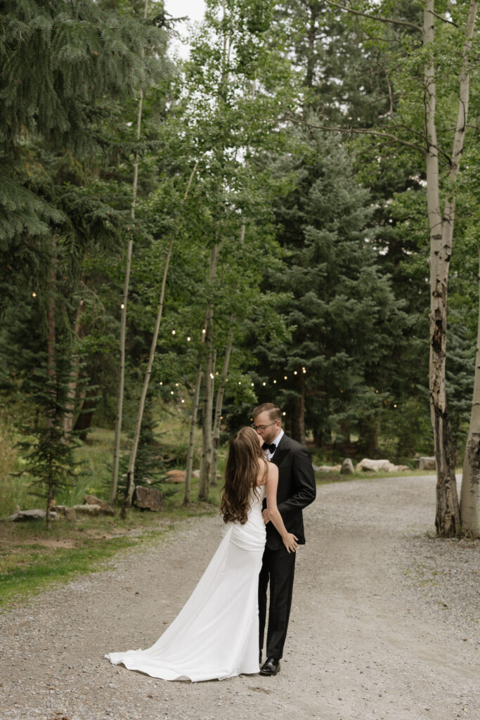 Wedding portraits in the forest at Blackstone Rivers Ranch