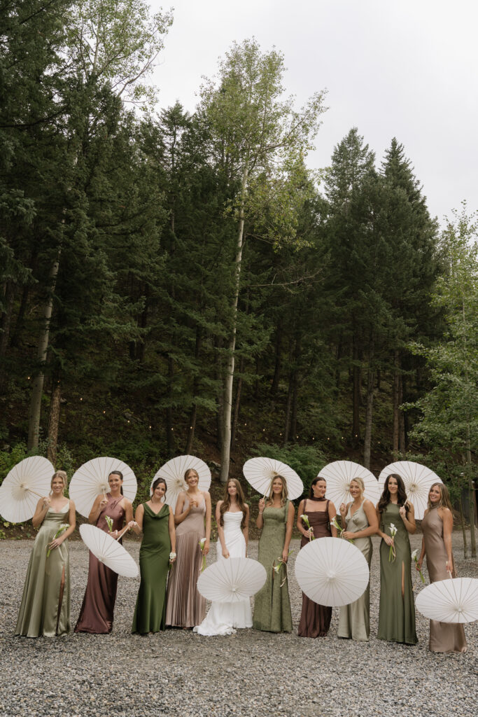 Earthy mismatched bridesmaids dresses