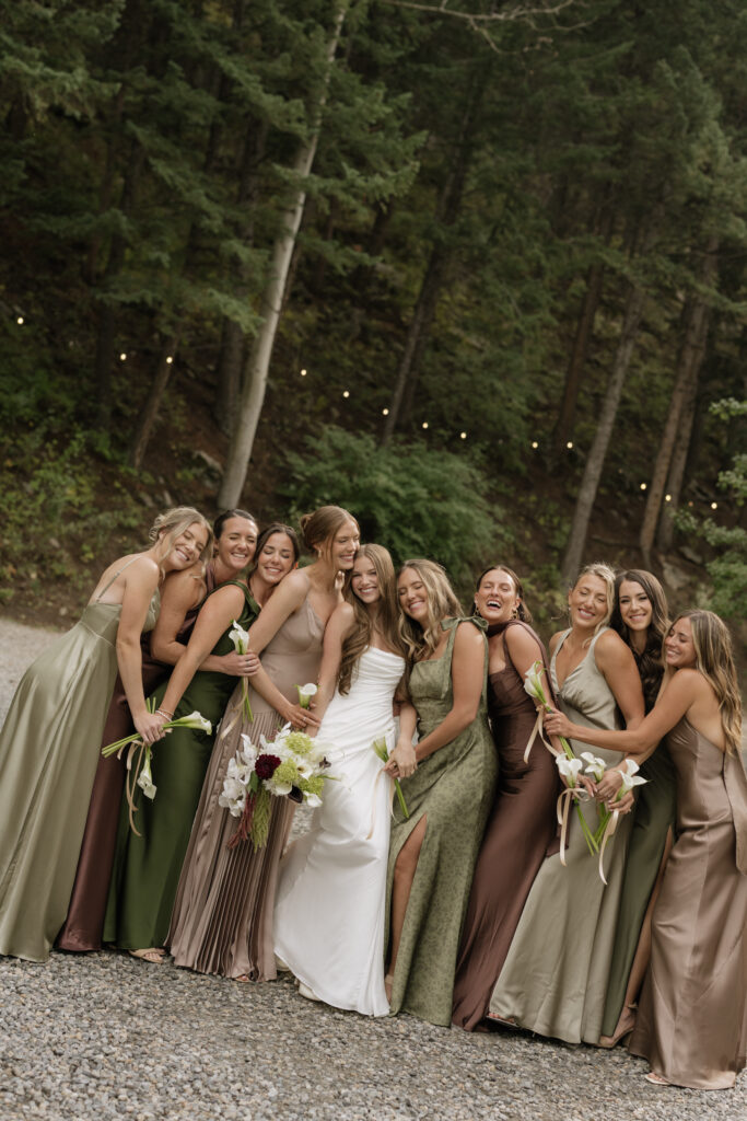 Earthy mismatched bridesmaids dresses