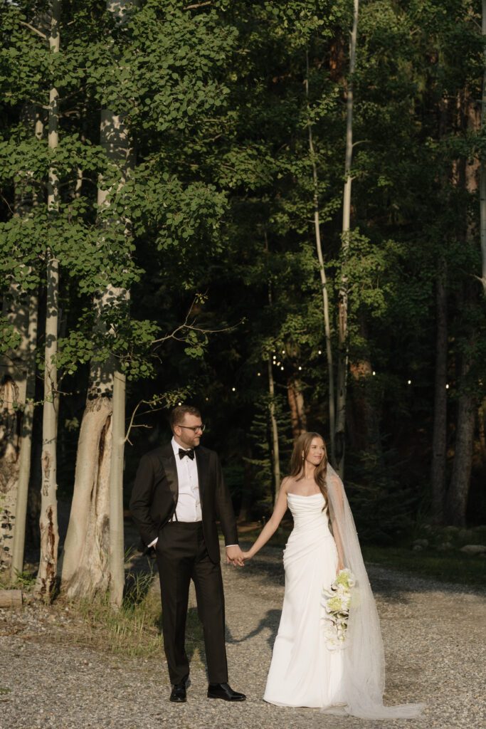 Wedding portraits in the forest at Blackstone Rivers Ranch