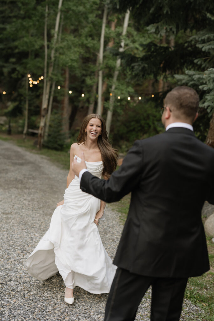 Wedding portraits in the forest at Blackstone Rivers Ranch