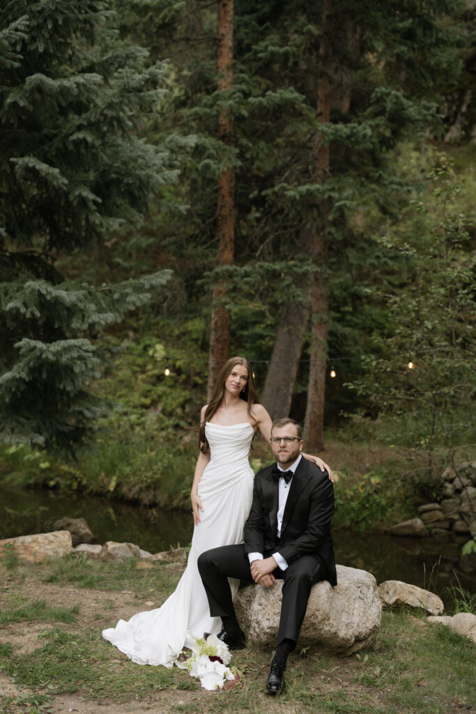 Wedding portraits in the forest at Blackstone Rivers Ranch