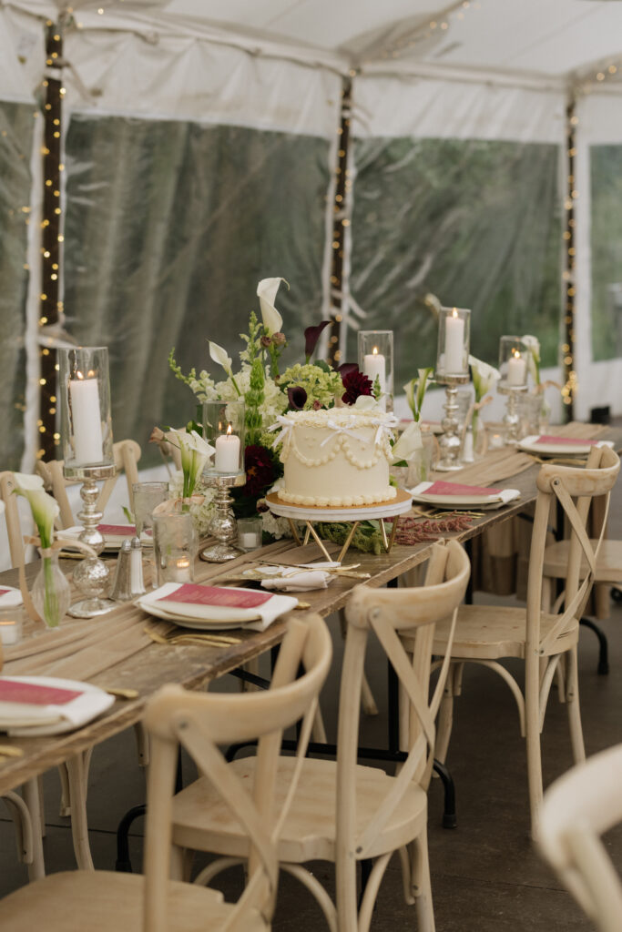 Earthy wedding reception details and table settings