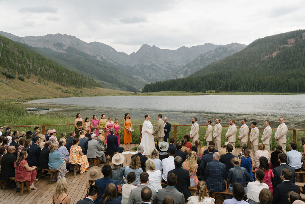 Piney River Ranch wedding ceremony on the alpine lakeside