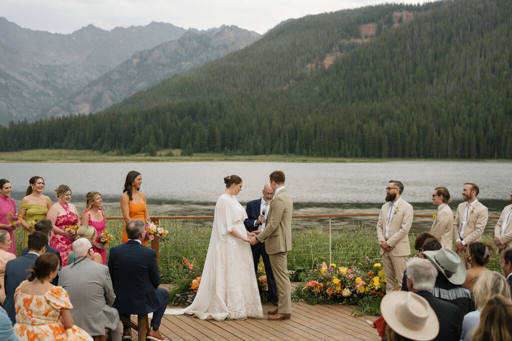 Piney River Ranch wedding ceremony on the alpine lakeside