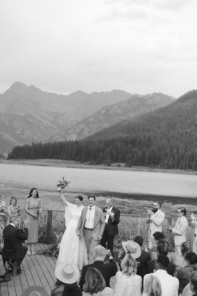 Piney River Ranch wedding ceremony on the alpine lakeside