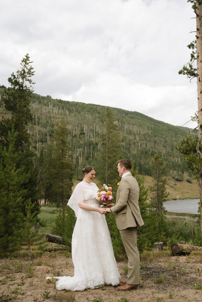Piney River Ranch wedding portraits by the lake