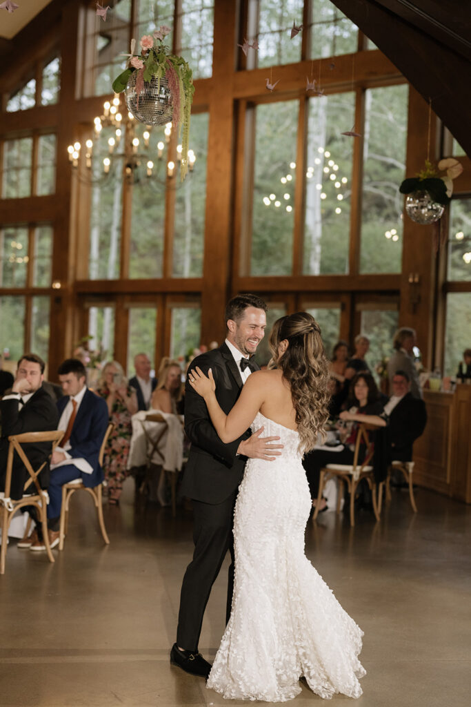 bride and groom first dance in Donovan Pavilion