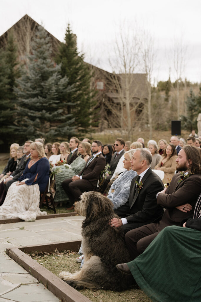 Devil's Thumb Ranch wedding ceremony in the fall