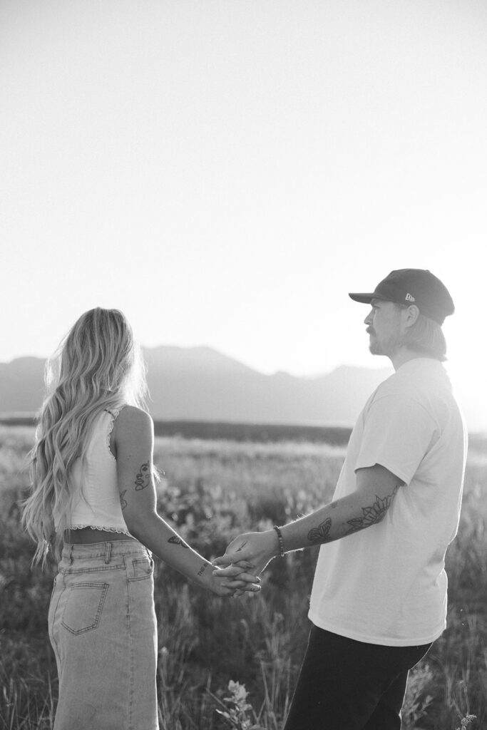 romantic mountain engagement photos Boulder Colorado sunset