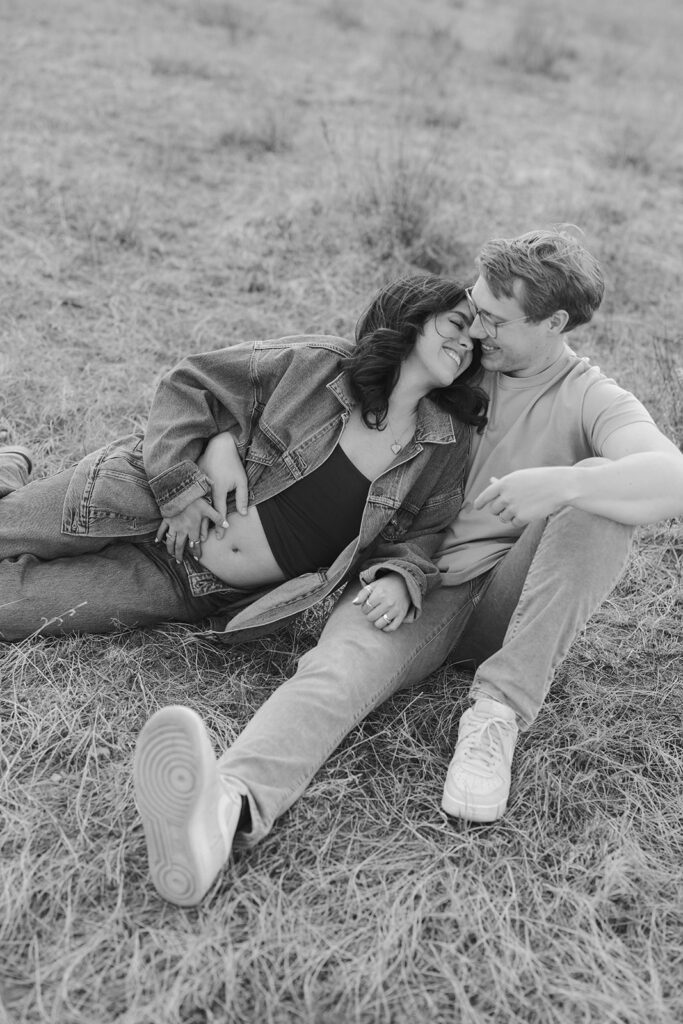 Couples pregnancy announcement photoshoot in Boulder, Colorado