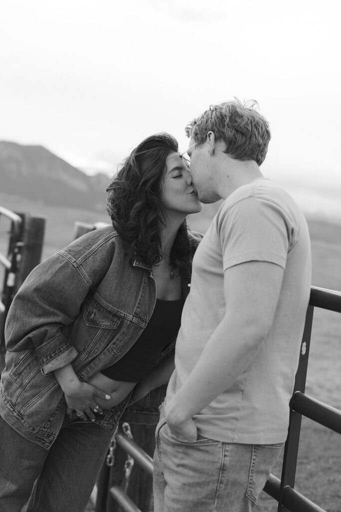 Couples pregnancy announcement photoshoot in Boulder, Colorado