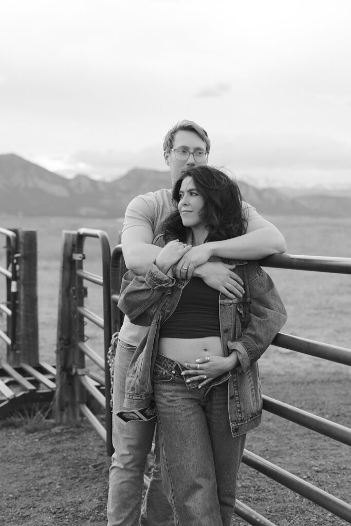 Couples pregnancy announcement photoshoot in Boulder, Colorado