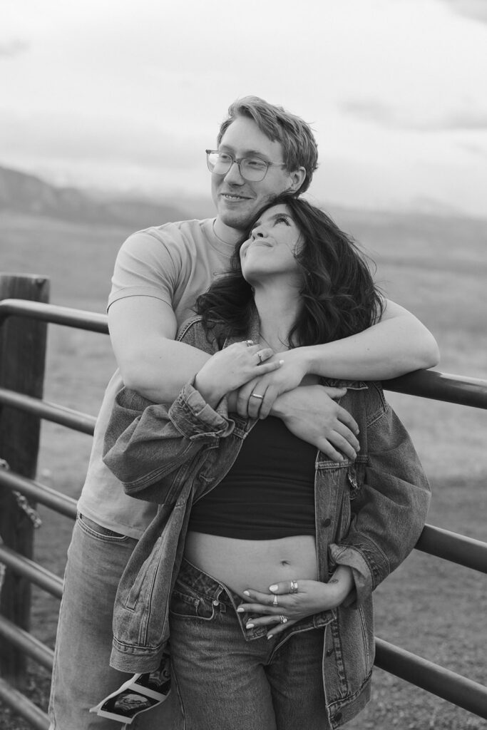 Couples pregnancy announcement photoshoot in Boulder, Colorado