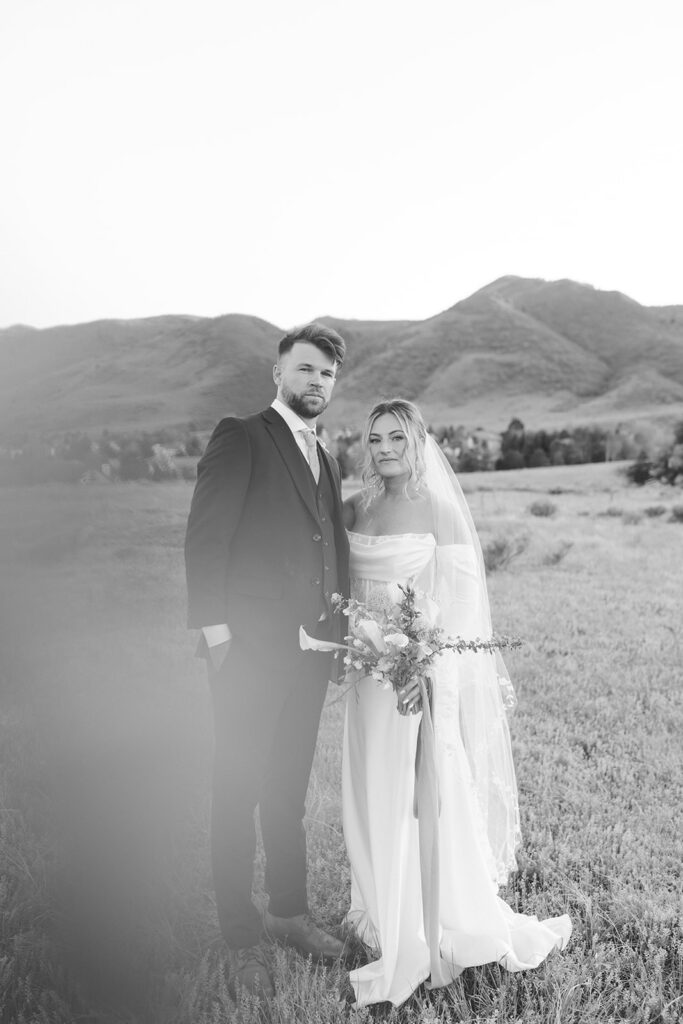 Colorado bride and groom portraits at sunset