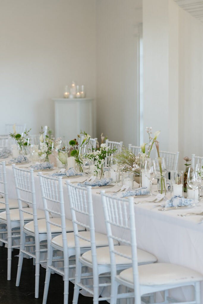 Chic wedding reception table decor at The Manor House