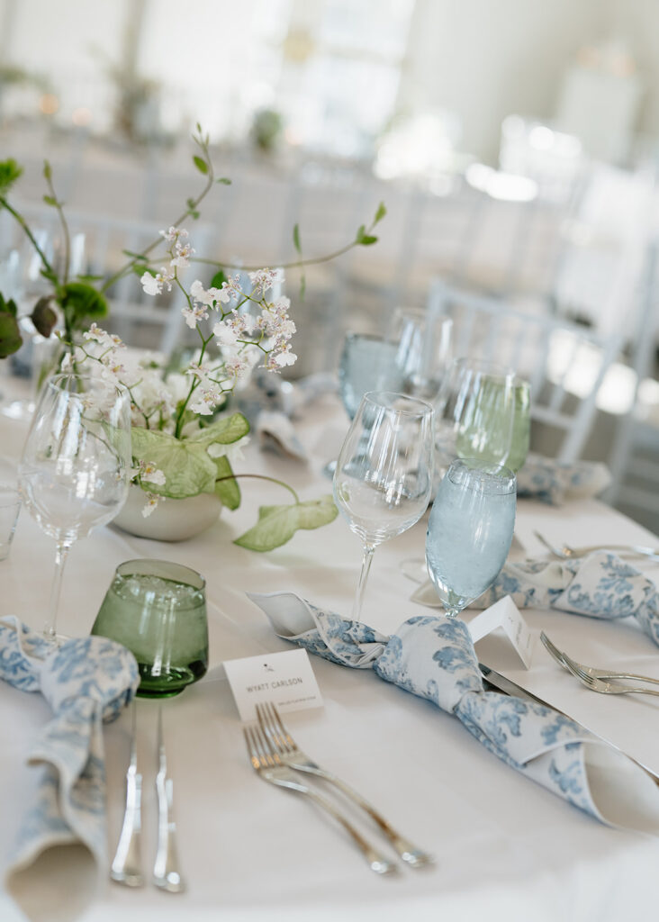 Chic wedding reception table decor at The Manor House