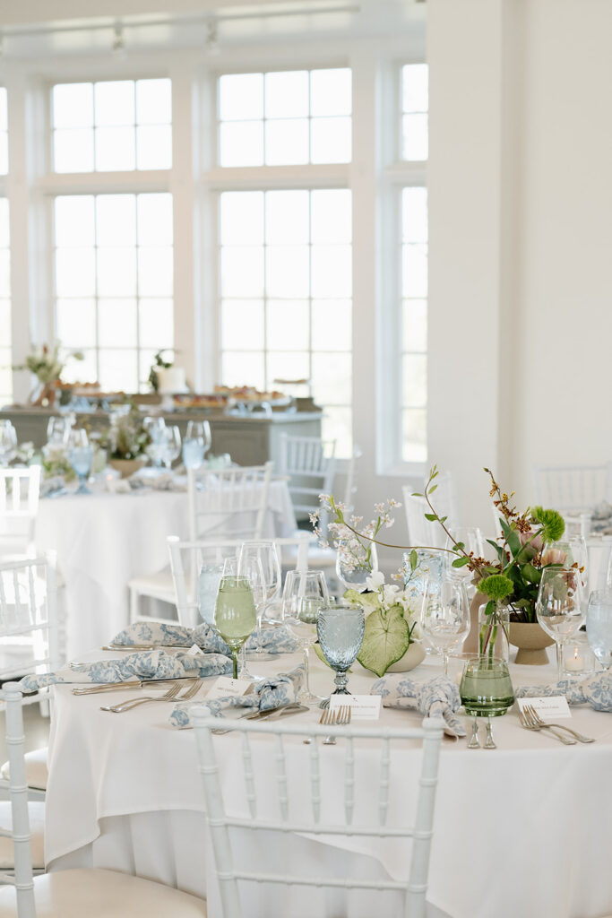 Chic wedding reception table decor at The Manor House