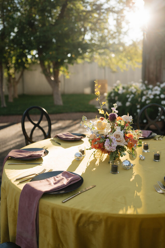 Whimsical wedding table settings