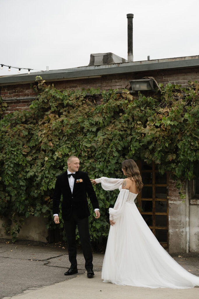 Bride and groom first look