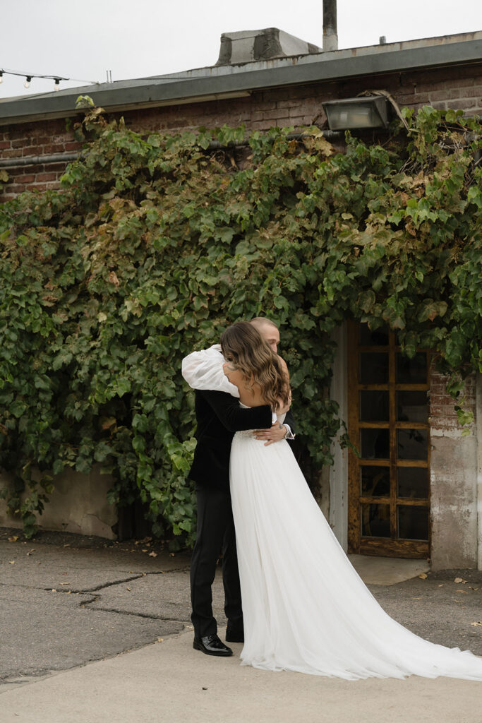 Bride and groom first look