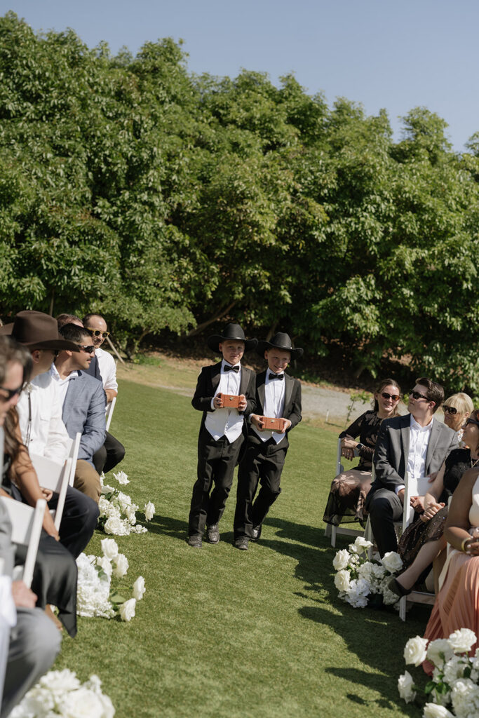 Sunny, summer Rancho Guejito wedding ceremony in San Diego