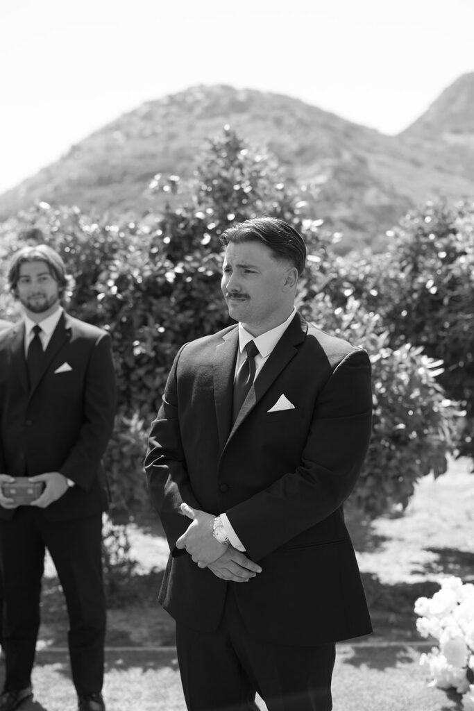 Sunny, summer Rancho Guejito wedding ceremony in San Diego