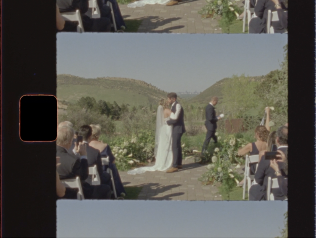 Screenshot of a couple of a Super 8 wedding video
