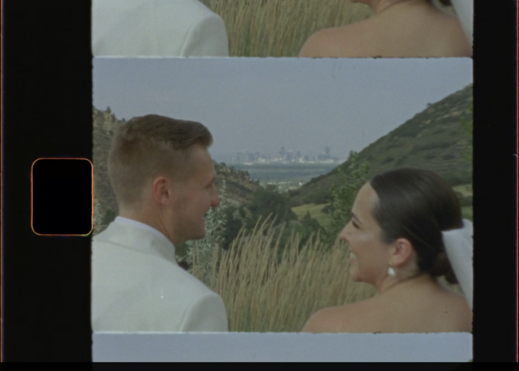 Screenshot of a couple of a Super 8 wedding video