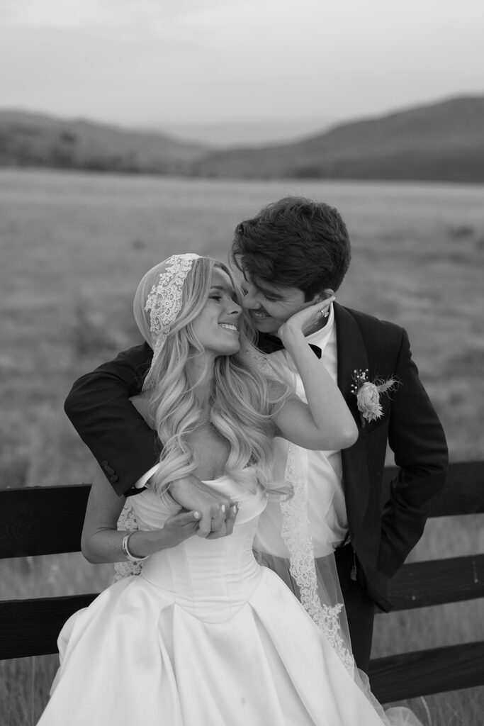 Editorial style bride and groom portraits in Steamboat Springs during the summer