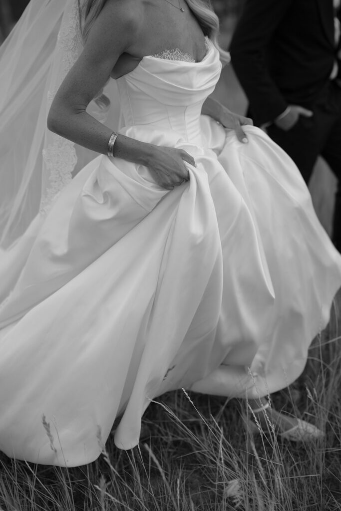 Editorial style bride and groom portraits in Steamboat Springs during the summer