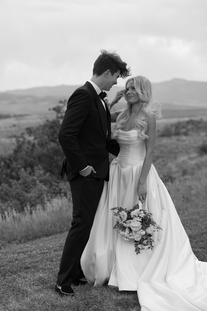 Bride and groom Colorado wedding photos captured on film